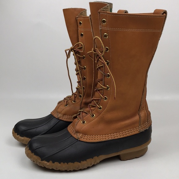 LL Bean VINTAGE Duck Boots Lace Up Tall Rain Boots - Picture 4 of 16